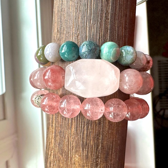 Set of 3 Gemstone Beaded Bracelets - Picture 1 of 7